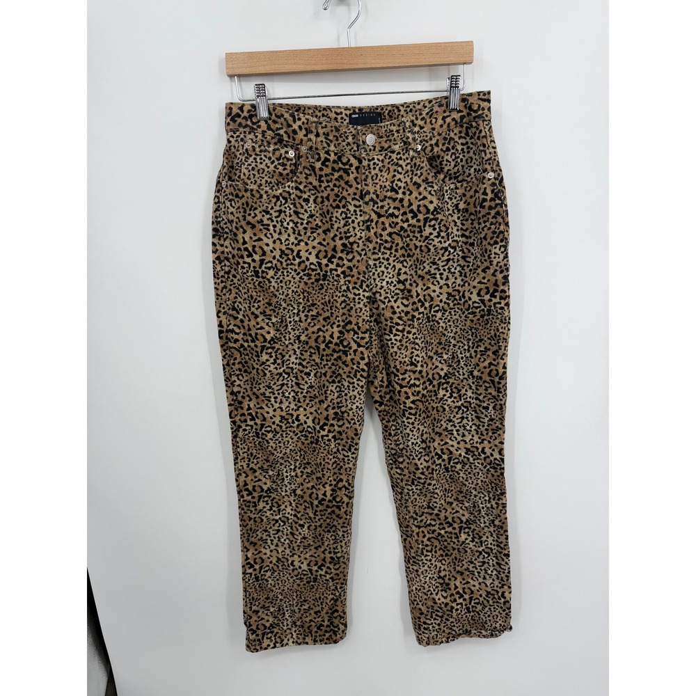 ASOS Design Leopard Print jeans cropped Pants Womens‎ 32 Tan Black Straight Leg